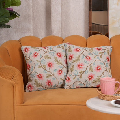 Embroidered Floral Cushion Cover - Single Unit