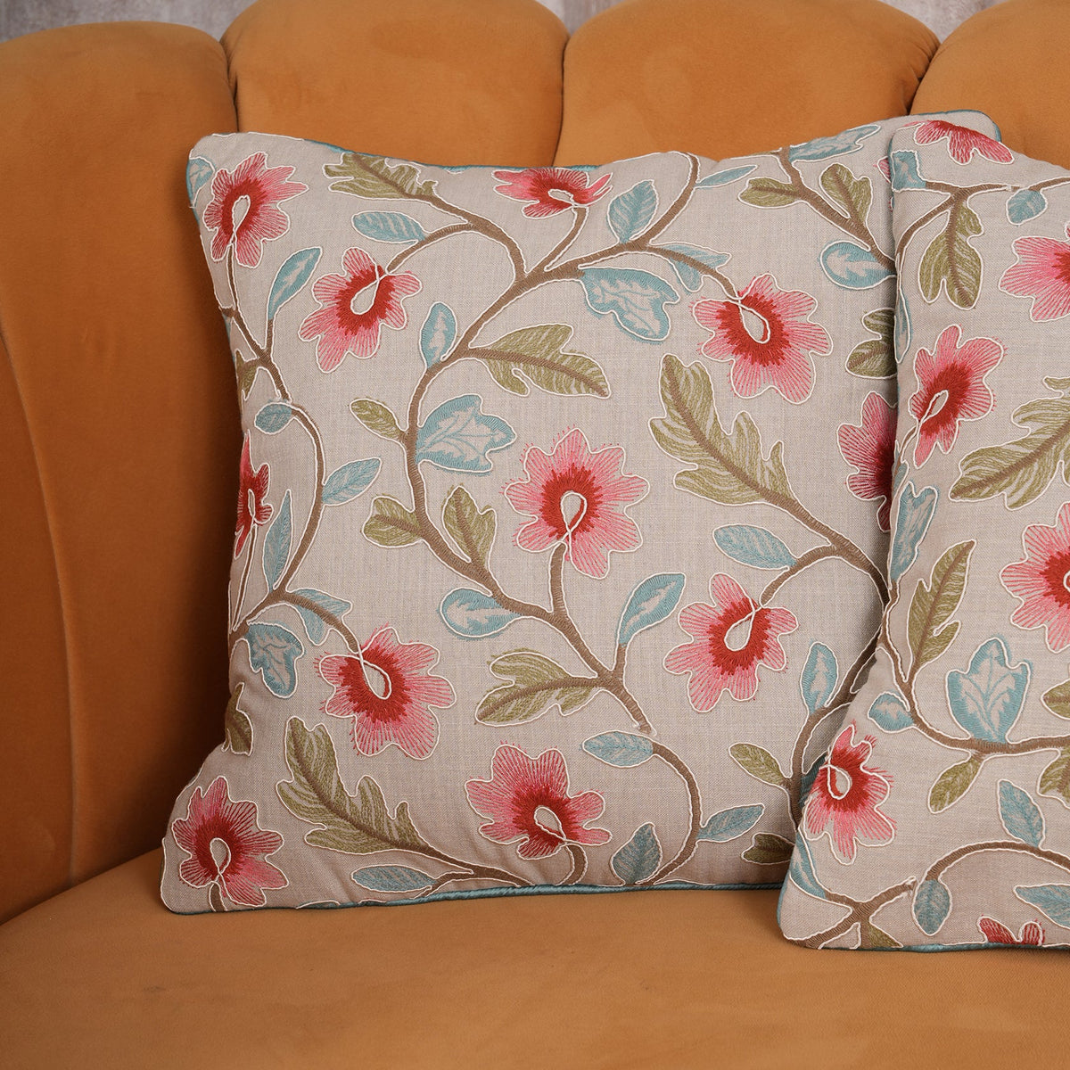 Embroidered Floral Cushion Cover - Single Unit