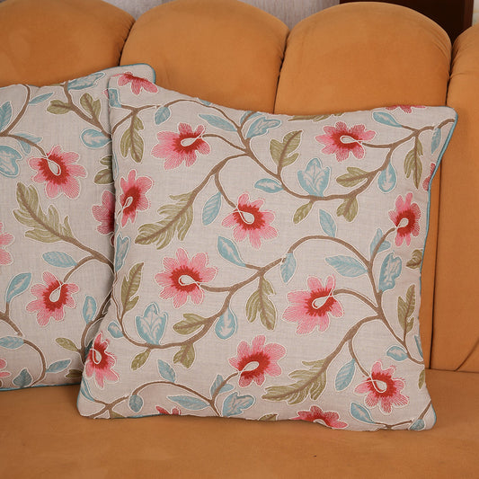 Embroidered Floral Cushion Cover - Single Unit