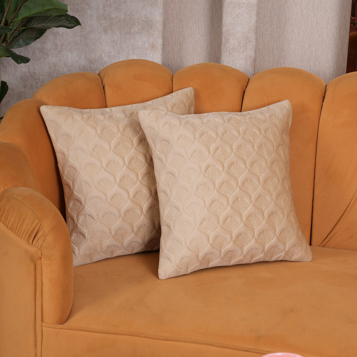 Luxury Quilted Scalloped  Cushion Cover- Set of 2