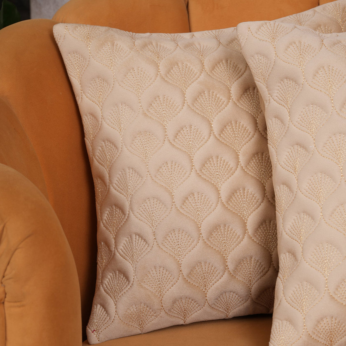 Luxury Quilted Scalloped  Cushion Cover- Set of 2