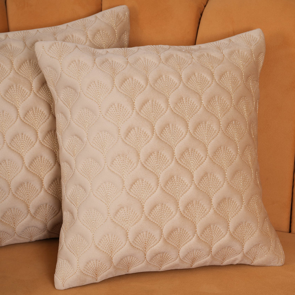 Luxury Quilted Scalloped  Cushion Cover- Set of 2