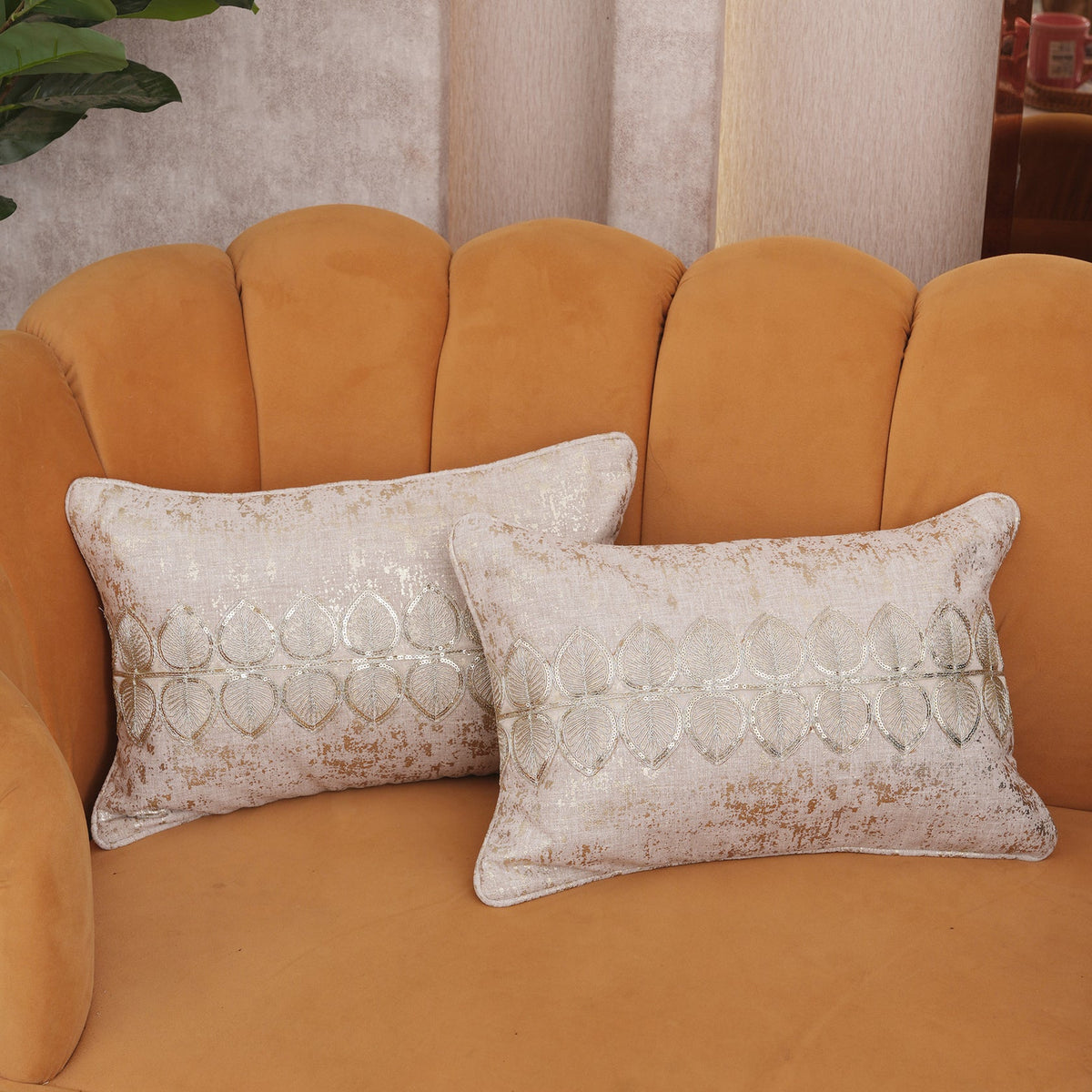The Gilded Leaf Cushion Cover - Set of 2