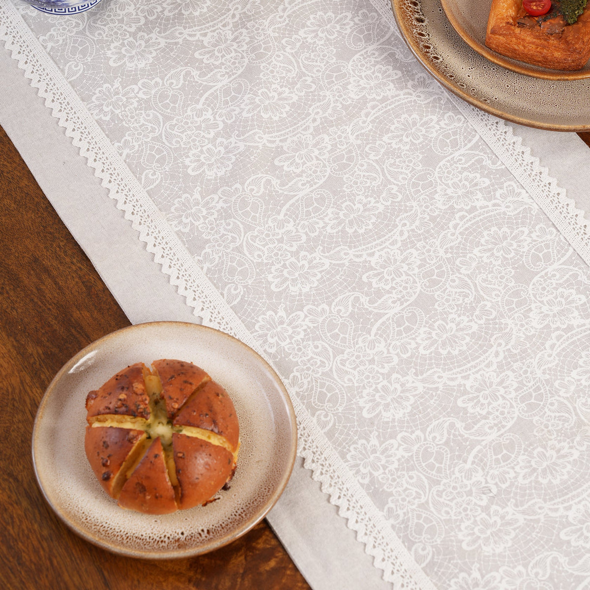 Floral Patterned Inlay Table Runner