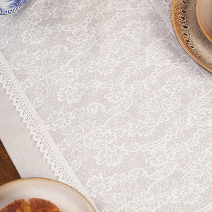 Floral Patterned Inlay Table Runner