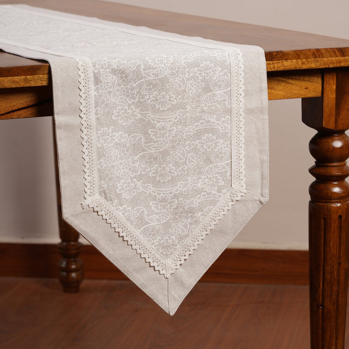 Floral Patterned Inlay Table Runner