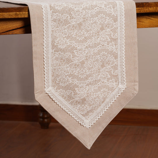 Floral Patterned Inlay Table Runner