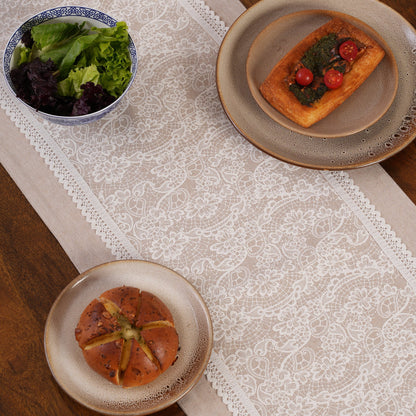 Floral Patterned Inlay Table Runner