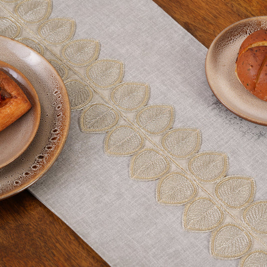 Embroidered Leaf-Vine Table Runner