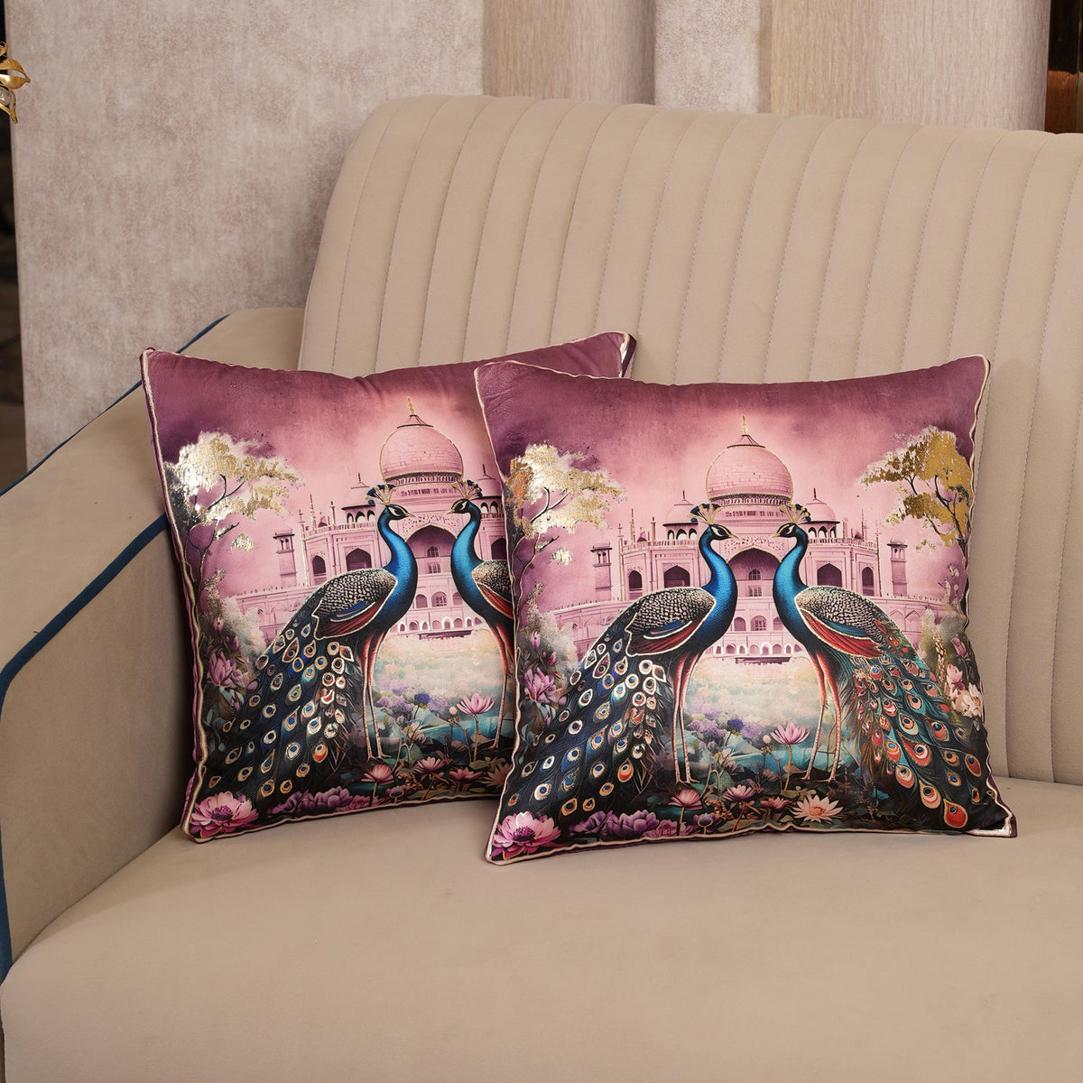Regal Peacock Cushion Covers