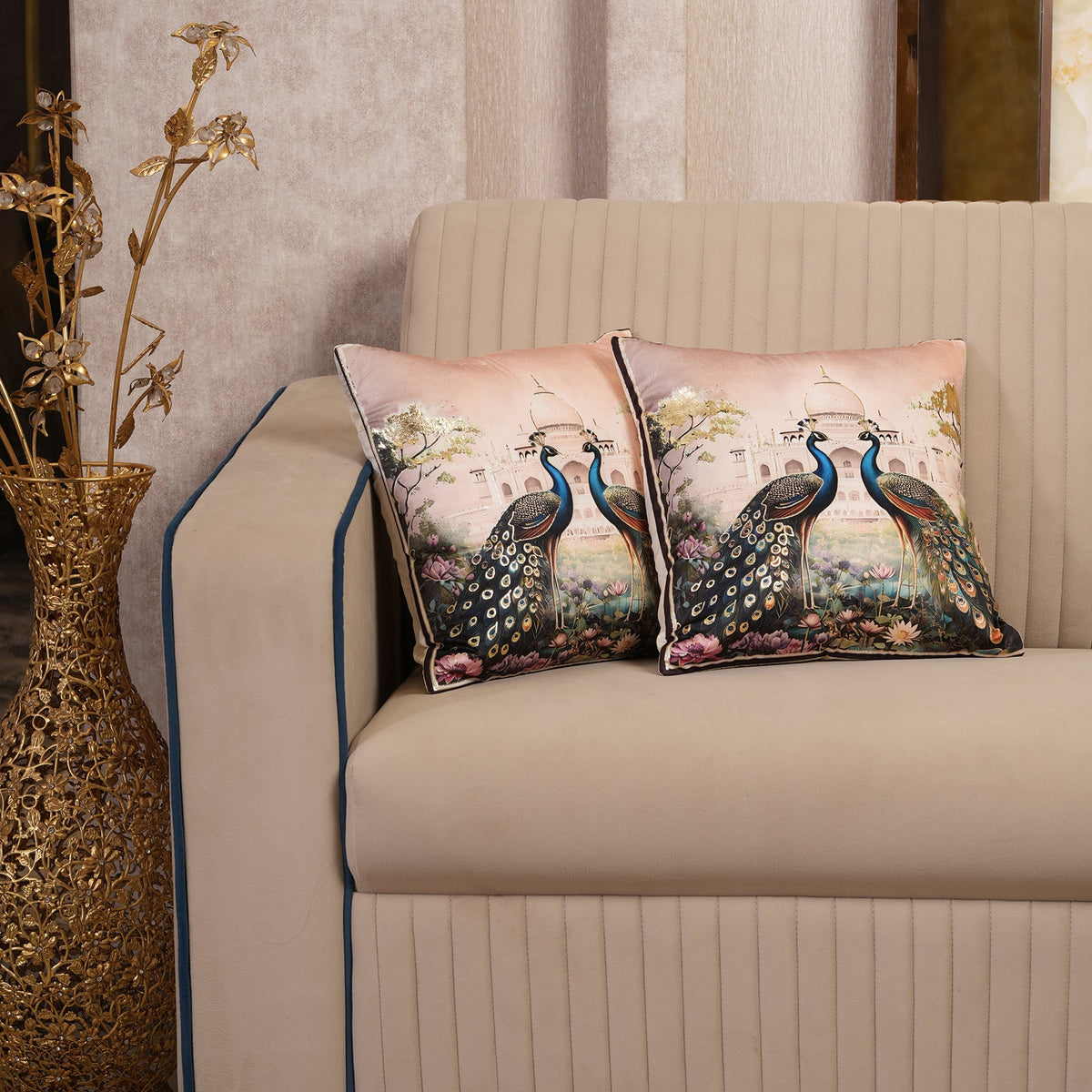 Regal Peacock Cushion Covers