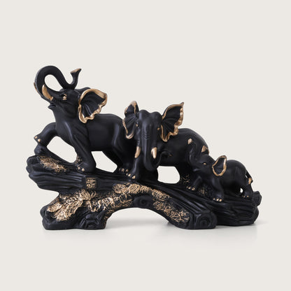 Heritage Trunk-Up Elephant Trio Sculpture