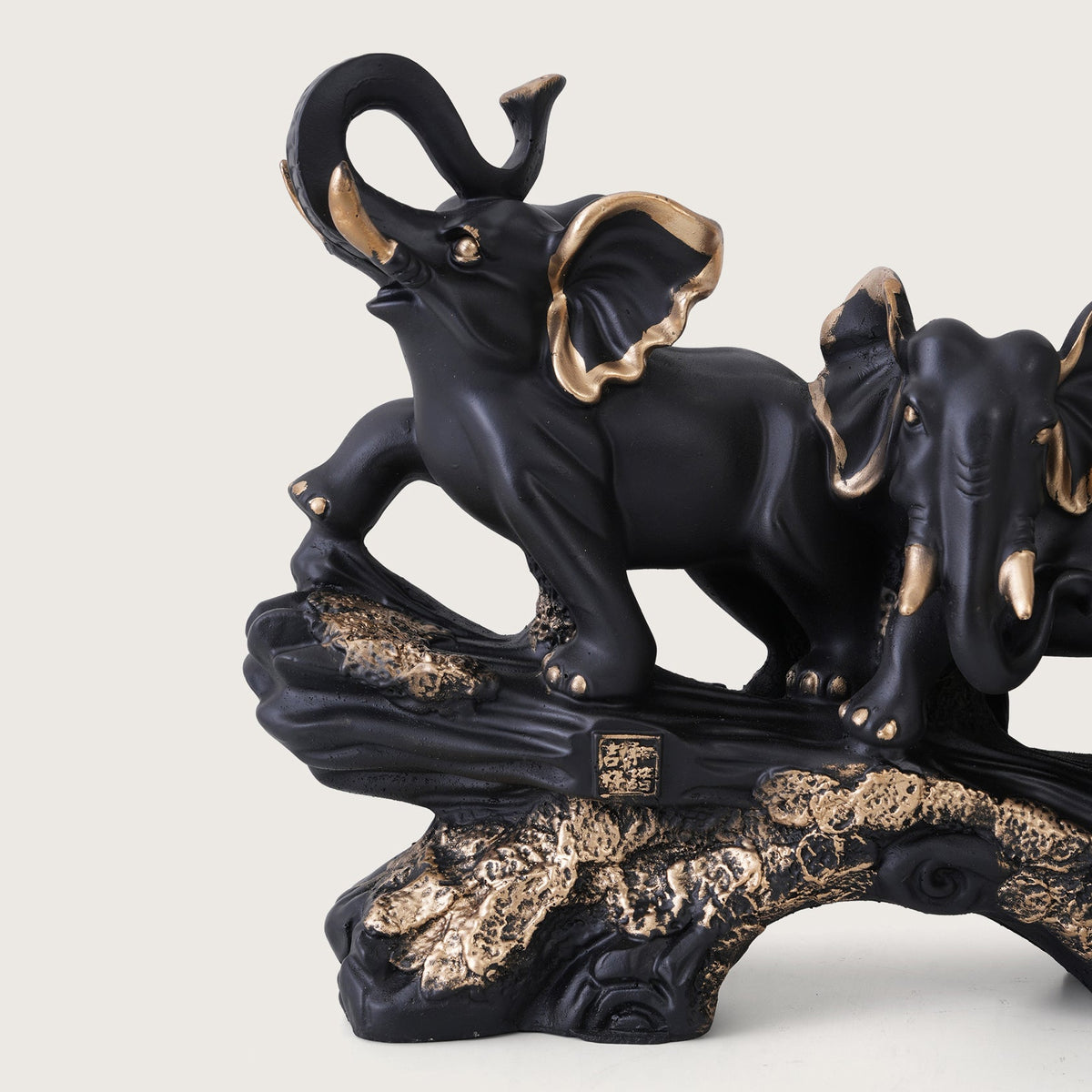 Heritage Trunk-Up Elephant Trio Sculpture