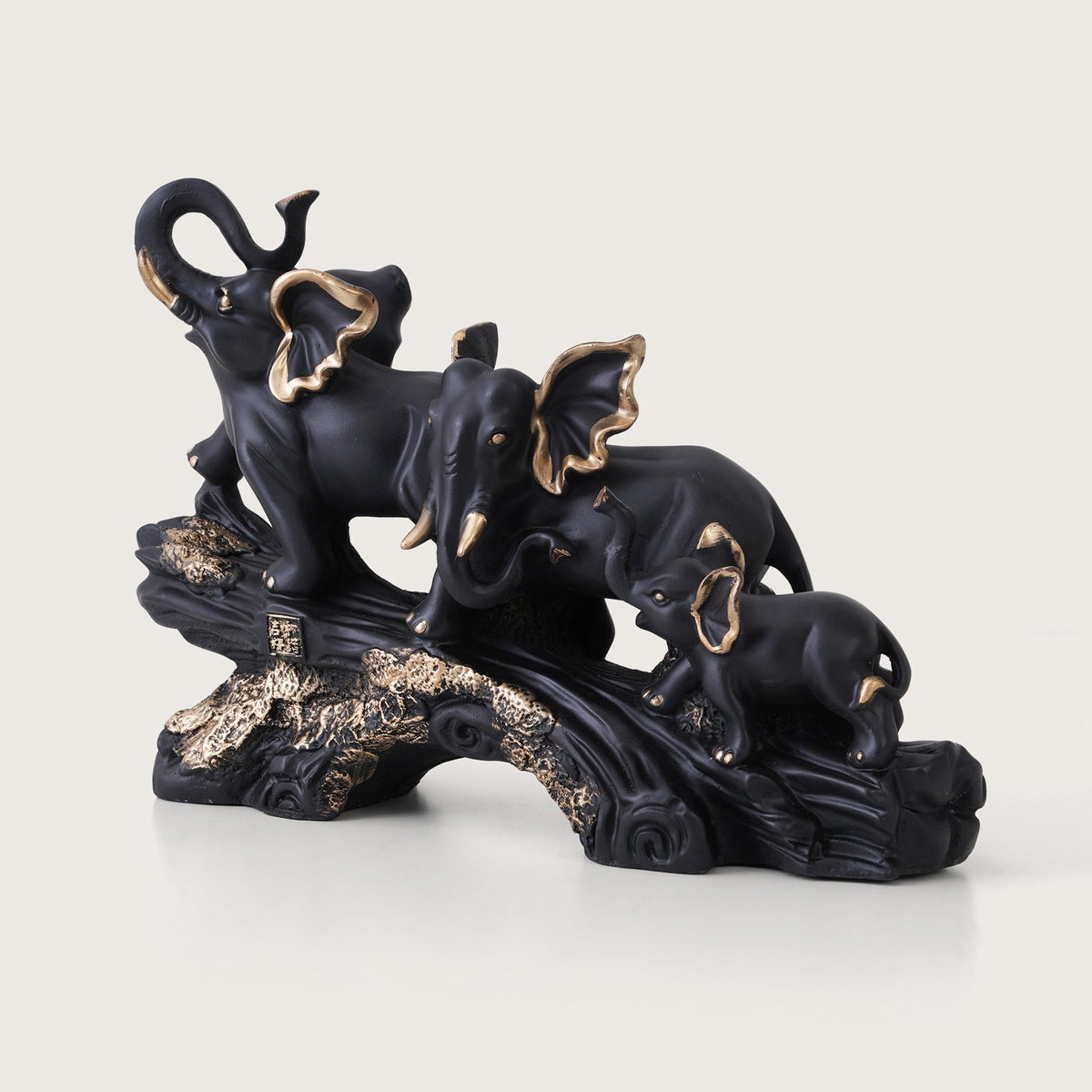 Heritage Trunk-Up Elephant Trio Sculpture