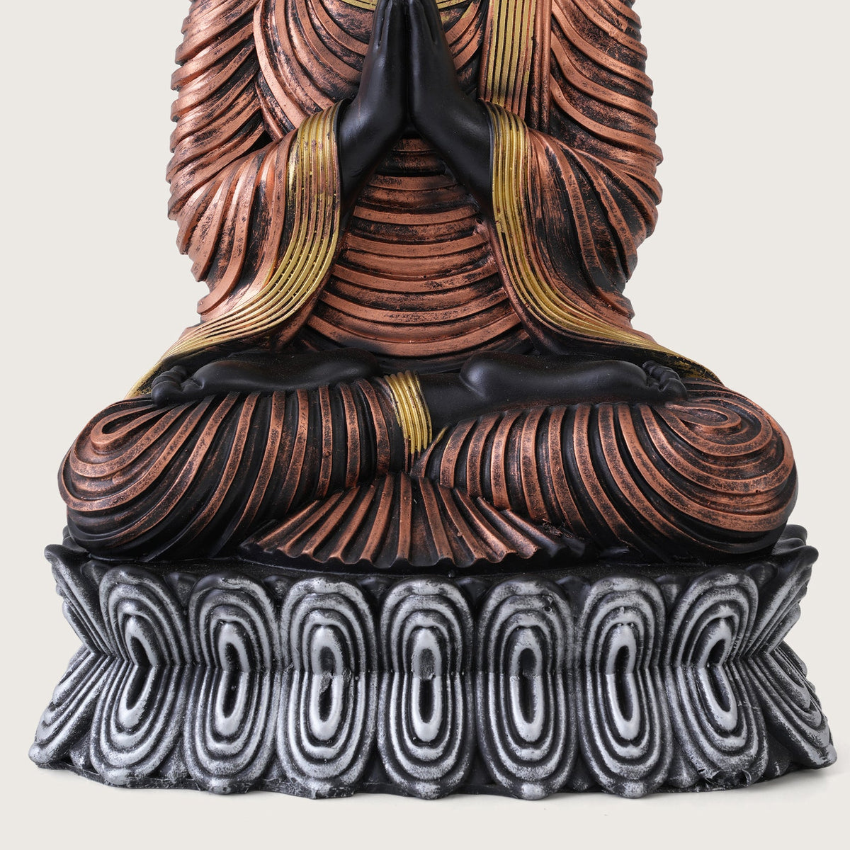 Serene Black & Bronze Greeting Buddha Statue