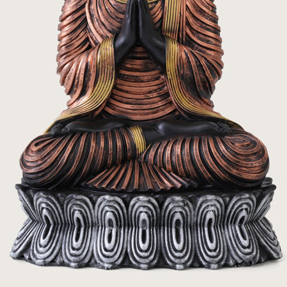 Serene Black & Bronze Greeting Buddha Statue