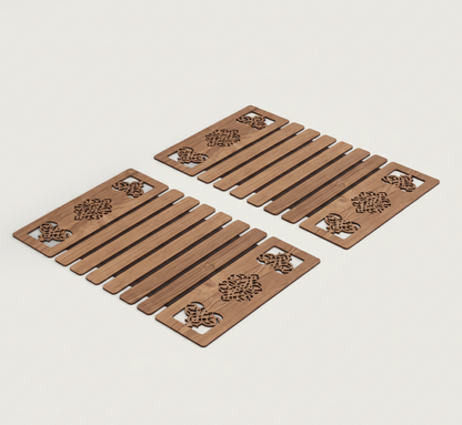 Oak-Tone Slat Placemats with Laser-Cut Medallions