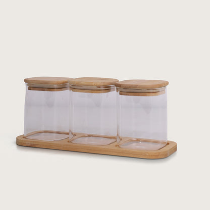 Glass Jar Containers with Tray