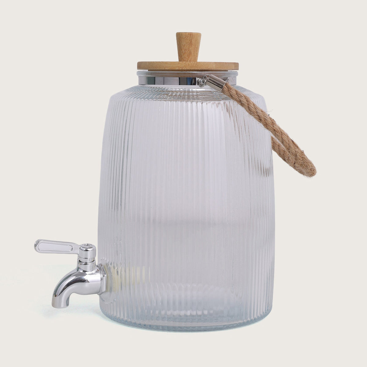 Close Ribbed Glass Beverage Dispenser With Base 3L