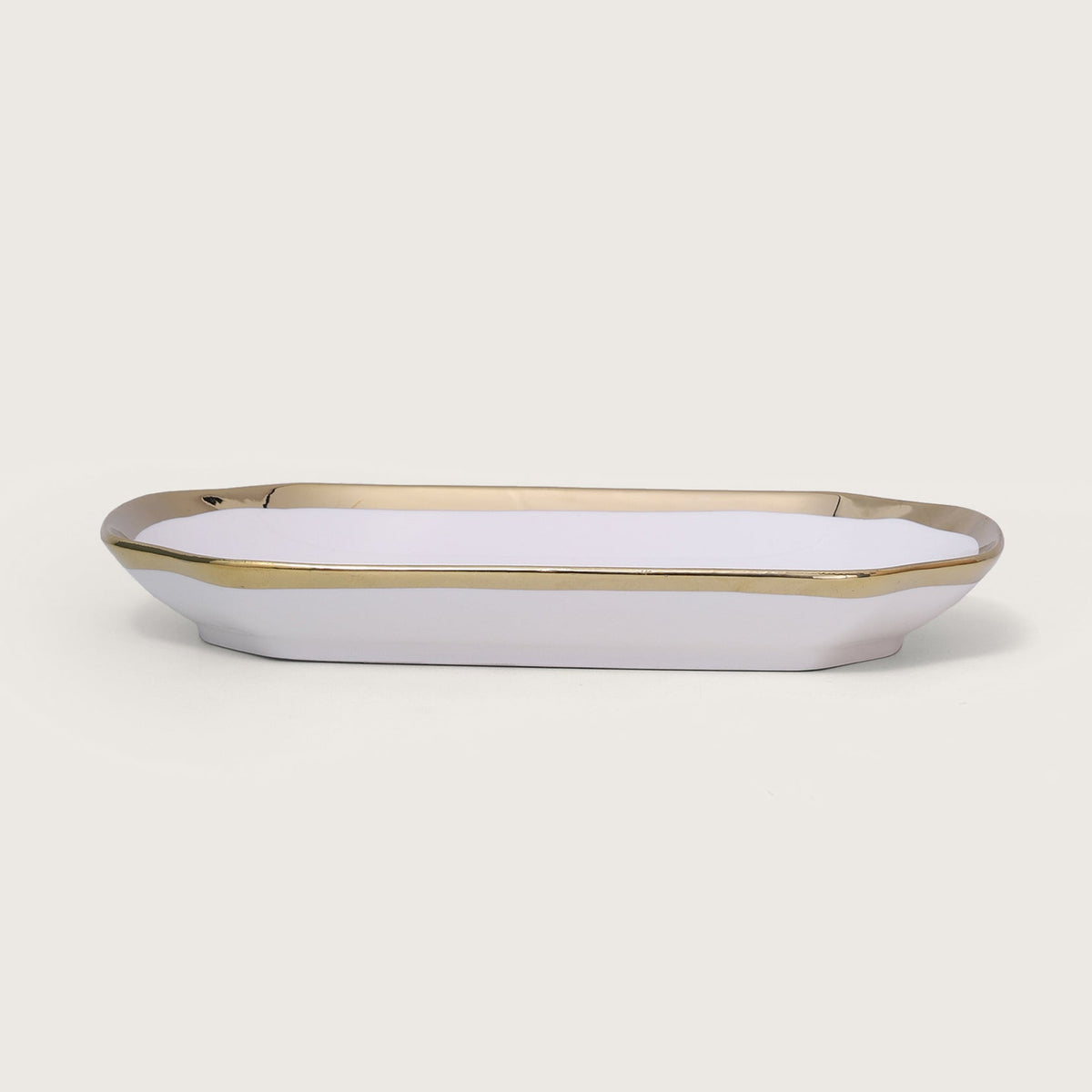 White Platter with Gold Rim