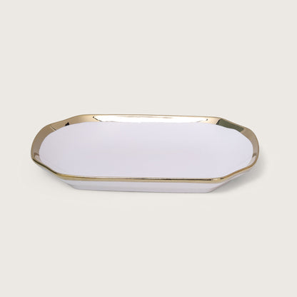 White Platter with Gold Rim