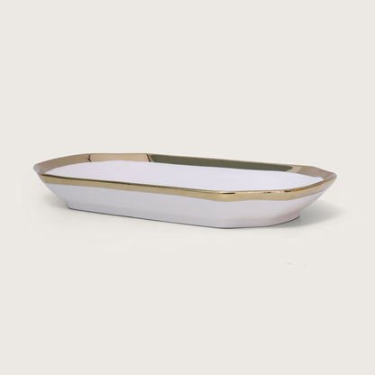 White Platter with Gold Rim