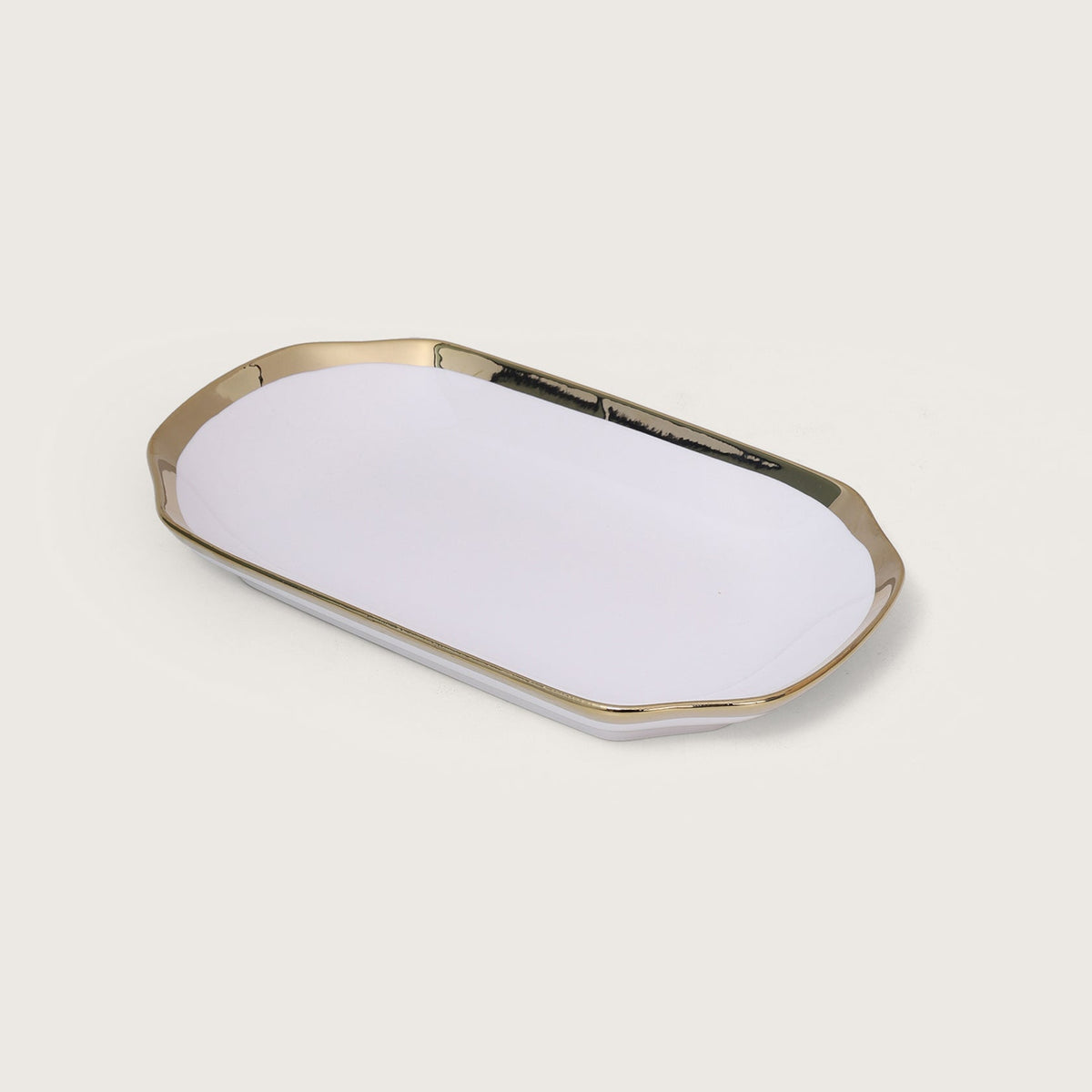 White Platter with Gold Rim