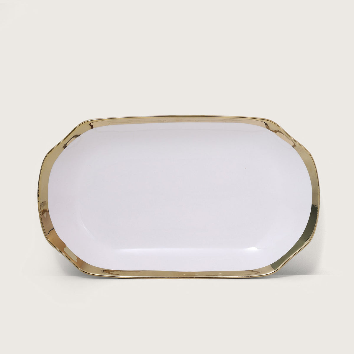 White Platter with Gold Rim