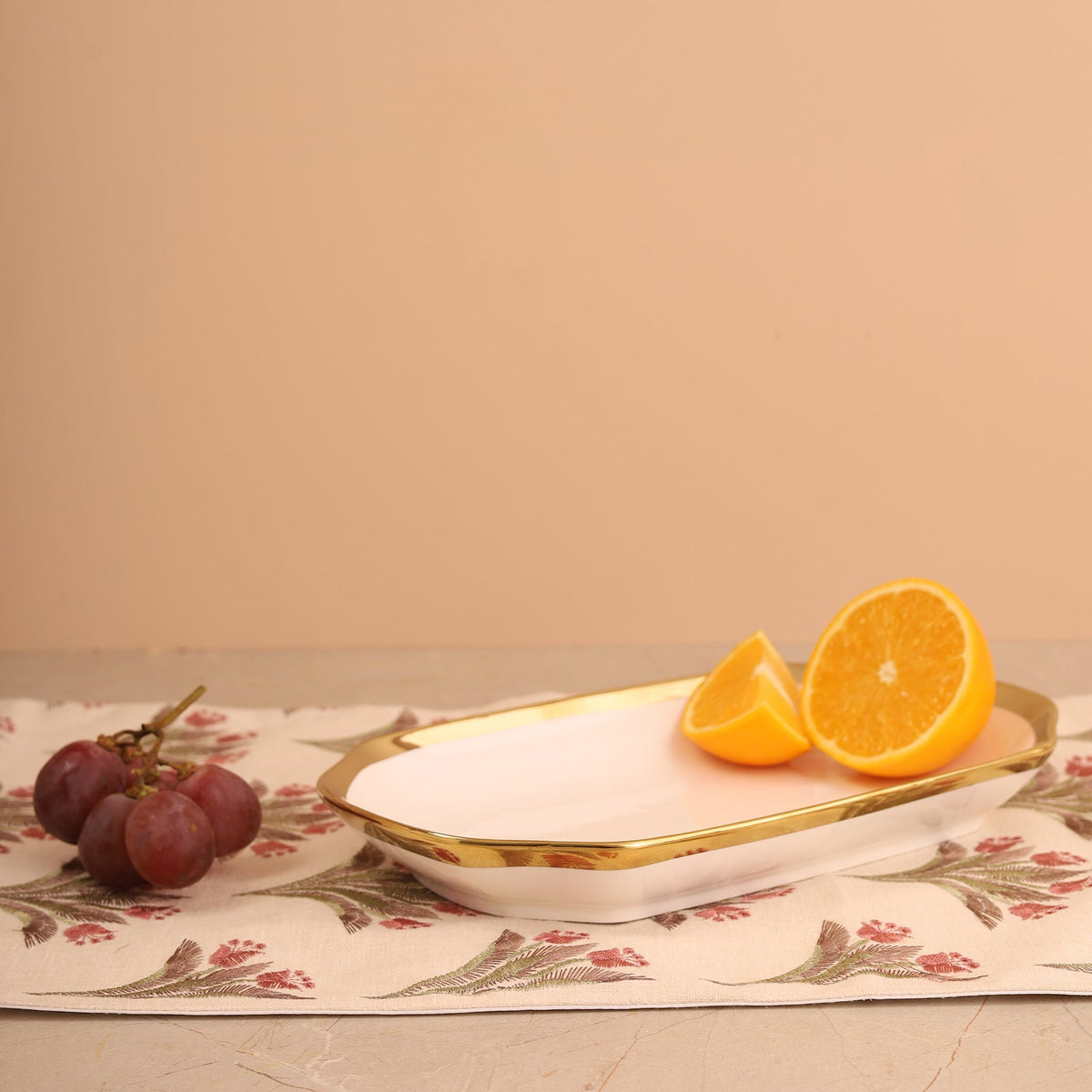 White Platter with Gold Rim