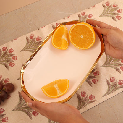 White Platter with Gold Rim