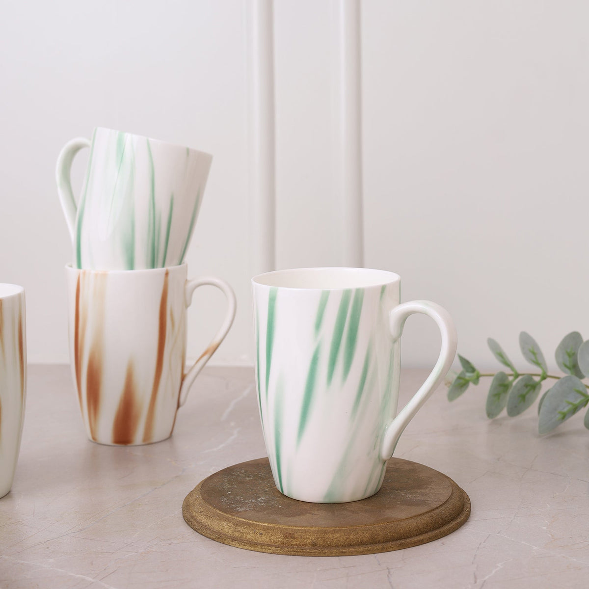 Premium Printed Ceramic Coffee Mugs Set of 4