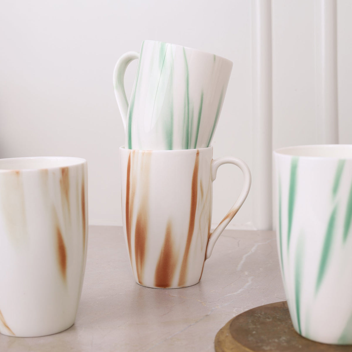 Premium Printed Ceramic Coffee Mugs Set of 4