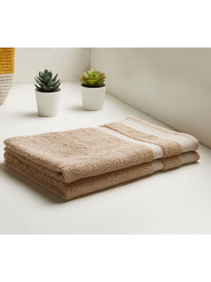 HOME 360 Blooms Softer 100% Cotton Hand Towels 40X60 CM | Set of 2 | Washed Ultra Absorbency | Dries Quicker | Perfect for everyday use