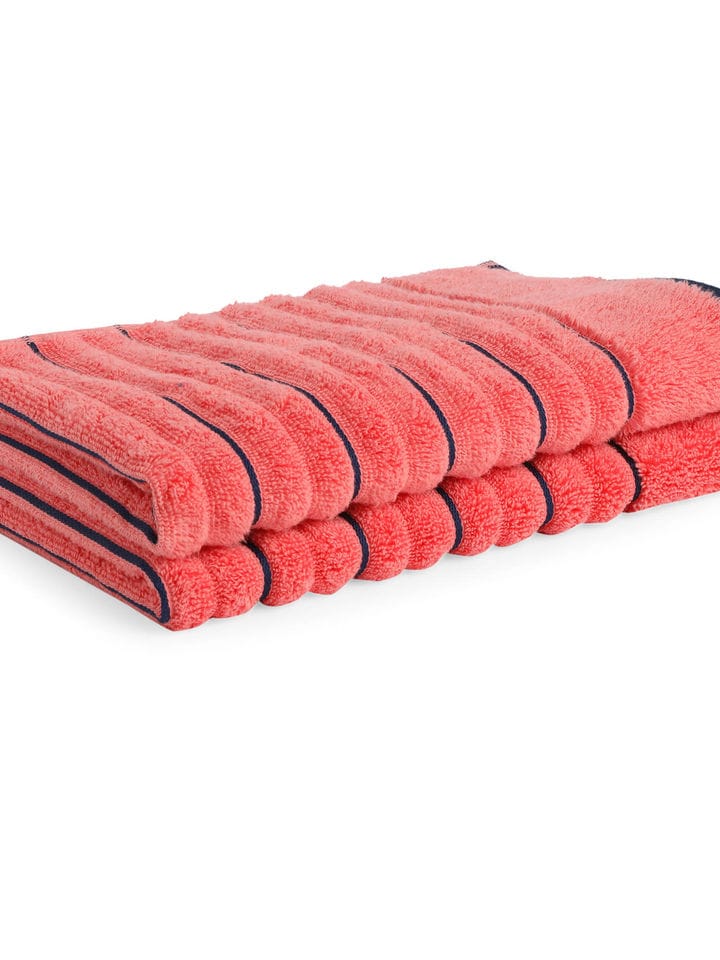 HOME 360 High Loft Ribbed 100% Cotton Hand Towels 40X60 CM | Set of 2 | Texture High Absorbency | Dries Quicker | Perfect for everyday use