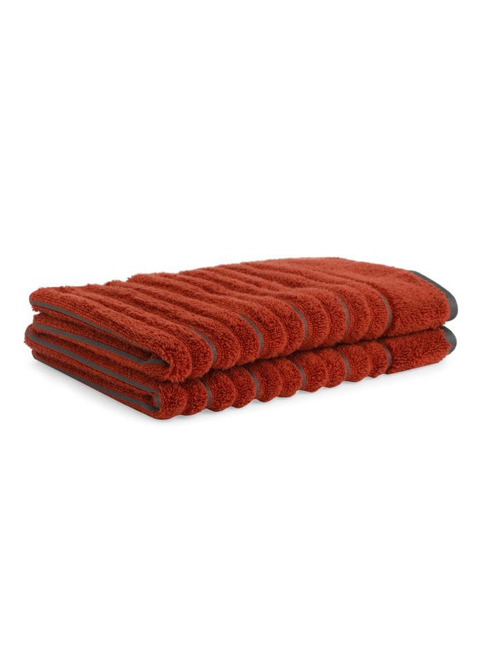 HOME 360 High Loft Ribbed 100% Cotton Hand Towels 40X60 CM | Set of 2 | Texture High Absorbency | Dries Quicker | Perfect for everyday use