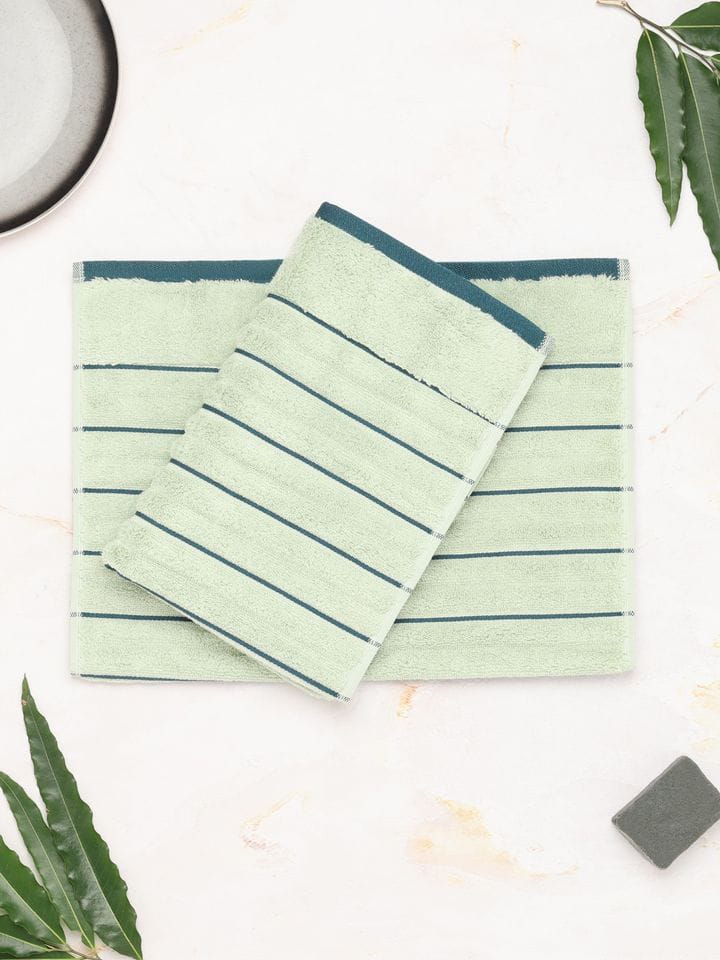 HOME 360 High Loft Ribbed 100% Cotton Hand Towels 40X60 CM | Set of 2 | Texture High Absorbency | Dries Quicker | Perfect for everyday use