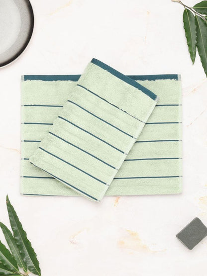 HOME 360 High Loft Ribbed 100% Cotton Hand Towels 40X60 CM | Set of 2 | Texture High Absorbency | Dries Quicker | Perfect for everyday use