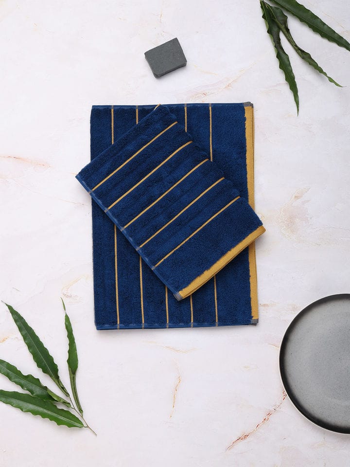 HOME 360 High Loft Ribbed 100% Cotton Hand Towels 40X60 CM | Set of 2 | Texture High Absorbency | Dries Quicker | Perfect for everyday use