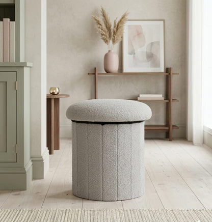 Mushroom Shaped Pouffe with Storage - Grey
