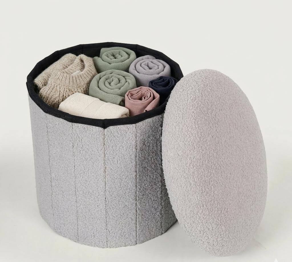Mushroom Shaped Pouffe with Storage - Grey