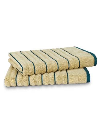 HOME 360 High Loft Ribbed 100% Cotton Hand Towels 40X60 CM | Set of 2 | Texture High Absorbency | Dries Quicker | Perfect for everyday use